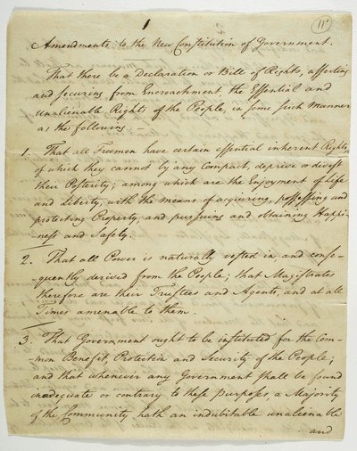 Die Bill of Rights, Kopie unterzeichnet in Federal Hall, 1789 von American School